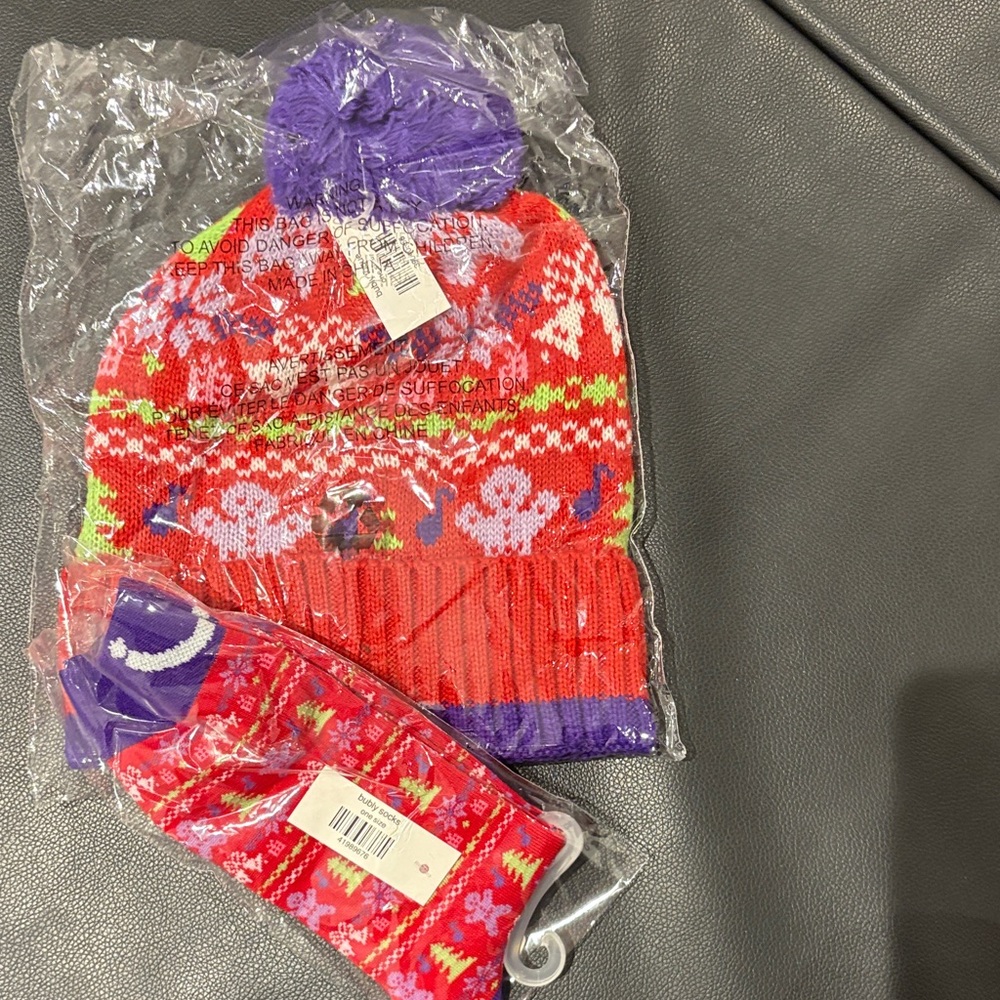 Vibrant Red and Purple Women's Winter Hat